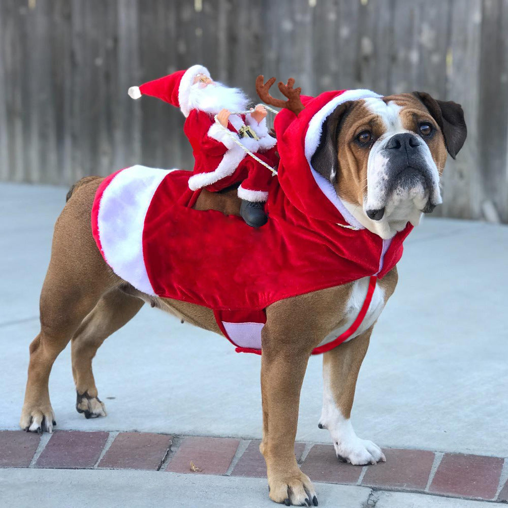 Actual red Santa Rider costume with antler hood